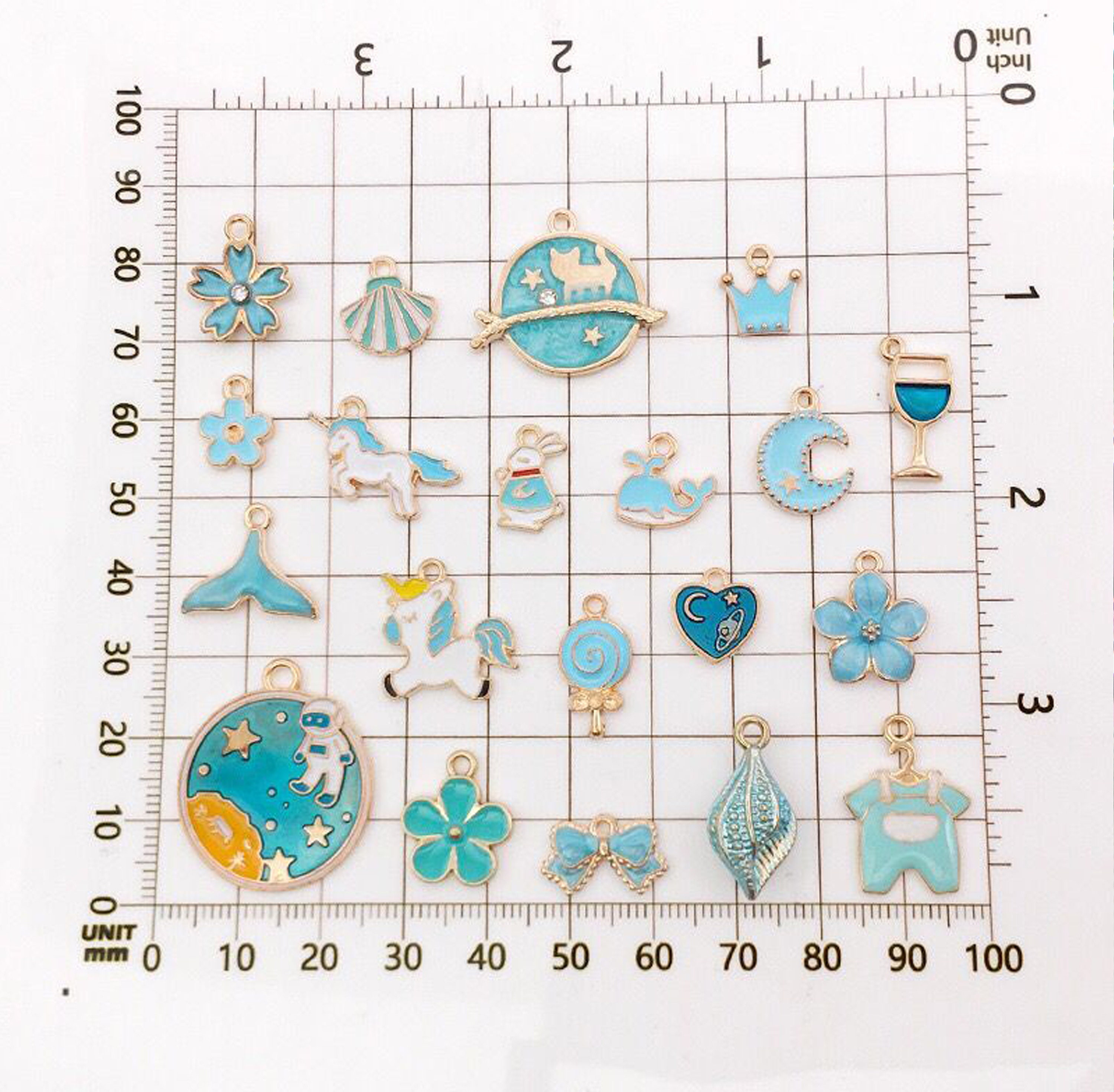Collection 23 Enamel Charms, Assorted Charms, Gold Plated Alloy