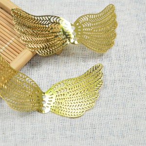 2pcs Gold plated brass wings, Filigree brass Wing charms, copper butterfly