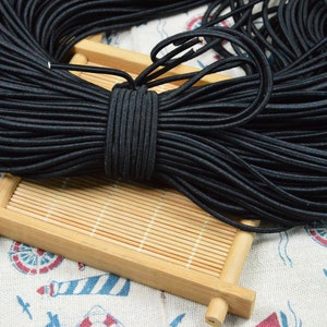 Cordoncino elastico nero da 30 m, cordoncino elastico rotondo con coulisse da 2,5 mm