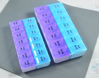 Pastillero de plástico con 14 compartimentos para 7 días, caja semanal para medicamentos de 7 días, organizador para pastillas, dispensador, caja de almacenamiento para viajes en casa.