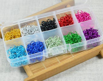 1000pcs - 20 gauge(0.8mm) Anodized Aluminum Jump Rings, open aluminum jumprings 6mm outside diameter
