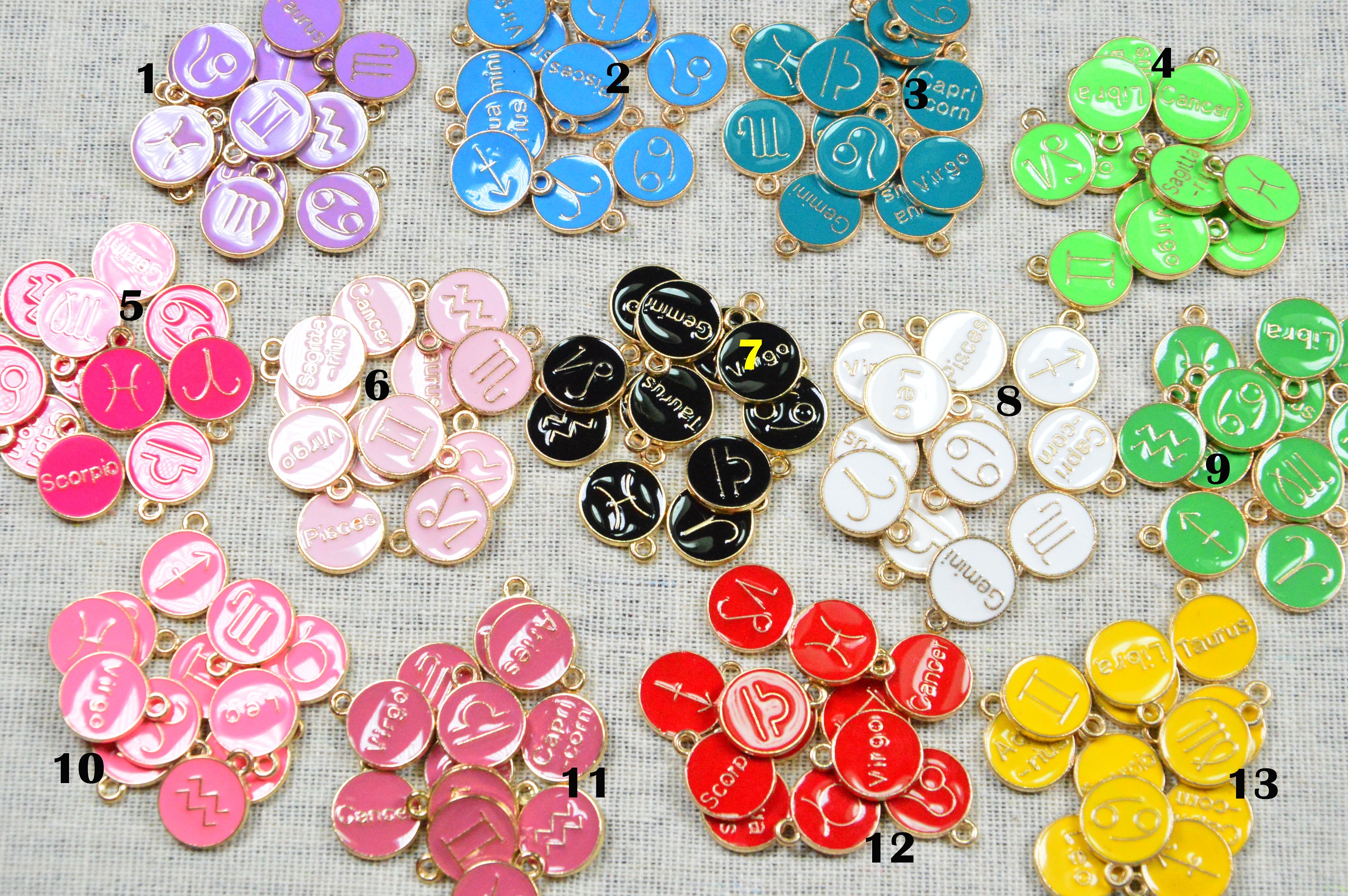 Hicarer 84 Pcs Zodiac Charms for Jewelry Making Zodiac Sign Charms Zodiac Charms for Bracelets Zodiac Beads for Women Girls DIY, 7 Sets