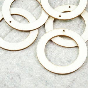 20pcs large wooden circles, 60mm flat round wood ring charm, earring circle pendant