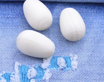 20 pcs wooden eggs, unfinished egg shape wooden beads 29x19mm