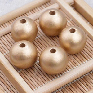 10 pcs/50 pcs round wooden beads, 25mm gold painted wooden balls