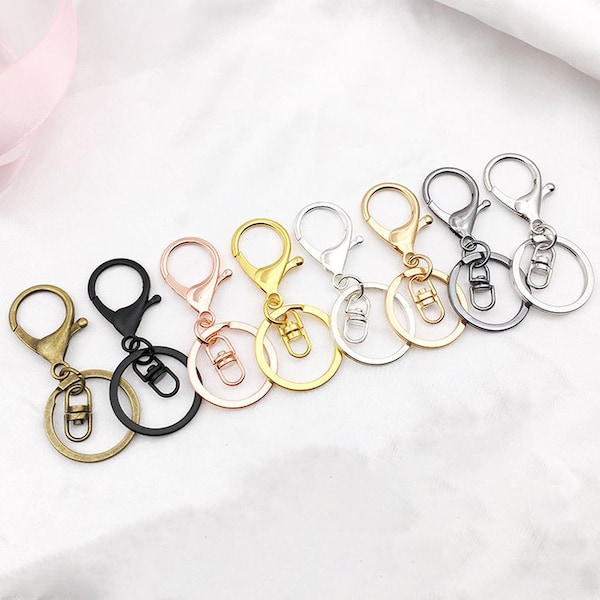 silver/gold/KC gold/rose gold/antique bronze/gunmetal/black Keychain keyring jewelry connector, large lobster clasp with split ring hook