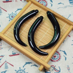 10pcs Large Black curved sharp plastic tooth, black ivory, animal fangs 13x78mm plastic horn charm