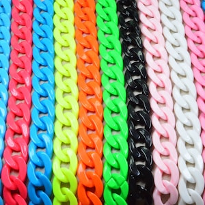 Cadena de eslabones de torsión plana, cadena acrílica de eslabones abiertos, cadena de gafas de sol, cadena de collar con correa para gafas, cadena de bolso de mano 19x30mm