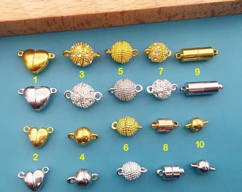 10 verschillende mode magnetische sluitingen, verzilverde/vergulde legering magneetsluiting bal/hart/kubus armband sluitingen sieraden connector