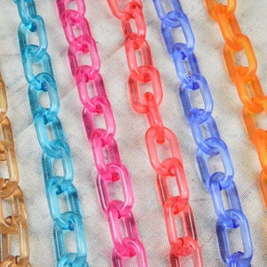 assorted color transparent oval link plastic chain, open link chain, glasses chain, sunglass chain, handbag purse chain