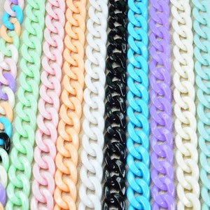 Flat twist link plastic chain, open link chain, glass chain, eyeglass chain, handbag purse chain 13mm wide