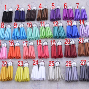 50 Assorted color Tassels, faux Suede leather tassles, leather tassels, suede tassels, tassels for keychains, 1.5'' mini tassels, tassel cap image 1