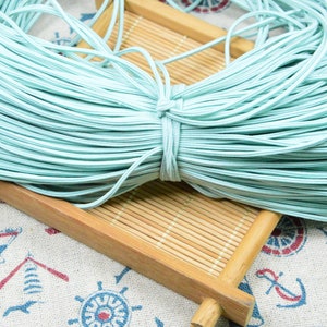 50 yds skinny elastic cord, light blue square stretch drawstring for sewing 1.5mm