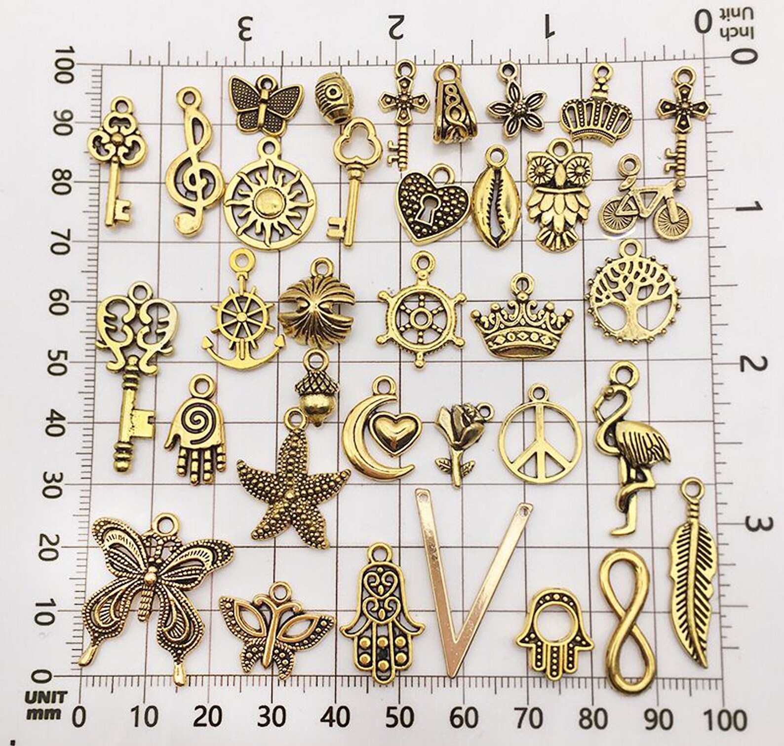 Collection 100 Antique Charms Assorted Antique Gold Charms Etsy