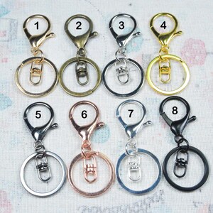 Silver/Gold/KC Gold/Rose Gold/Antique Bronze/Gunmetal/Black Key chain lobster clasp with split ring hook, key ring connector