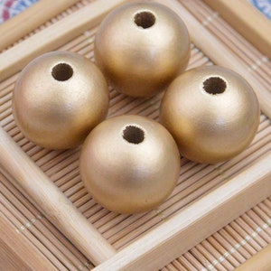 20 pcs/50 pcs gold wooden balls, round wooden beads, gold round beads, Geometric jewelry beads 25mm