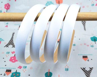 10pcs of 20mm satin headbands, White satin covered plastic headbands, satin head bands