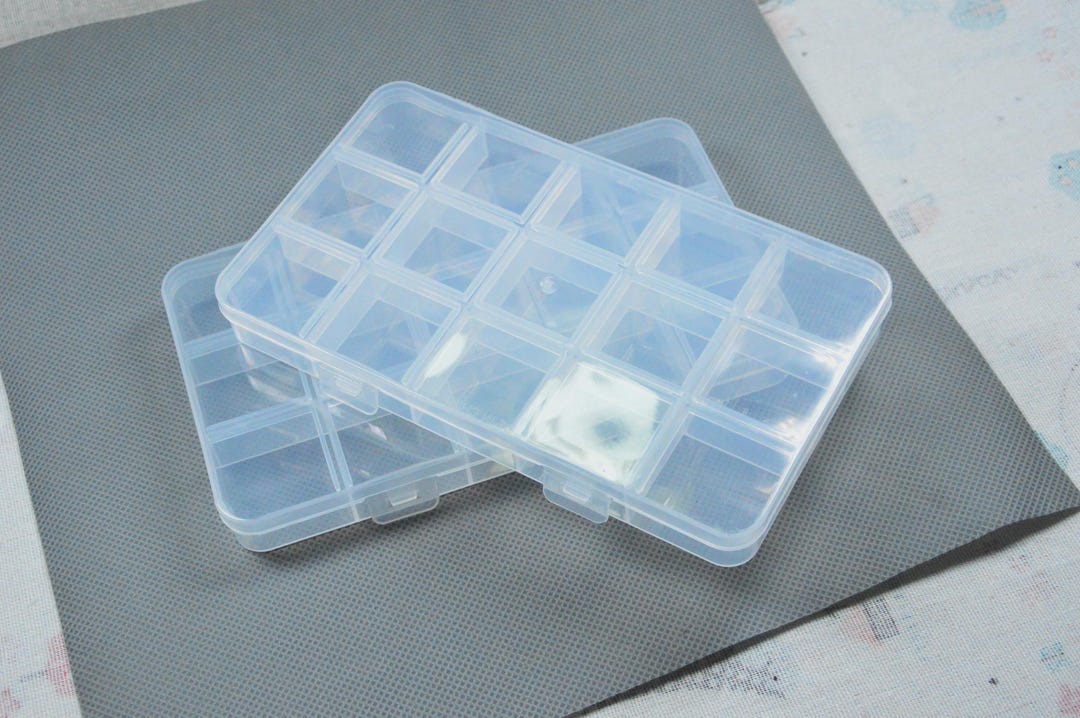 Clear Plastic Box With Unmovable 15 Grids, Divided Storage Containers ...