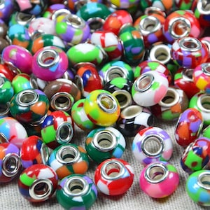 20 pcs/50 pcs Assorted color European beads, Large hole beads spacer beads, Multicolor bracelet beads acrylic beads 14mm