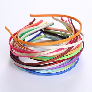 10pcs 18 colors 5mm width satin headbands, satin covered metal headbands, metal hair bands, choose your color