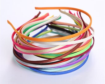 10pcs 18 colors 5mm width satin headbands, satin covered metal headbands, metal hair bands, choose your color