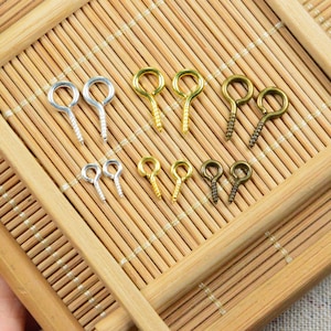 200 pcs Silver/Gold/Antique bronze eye pins, Screw eye bails link connectors, eye screw nail