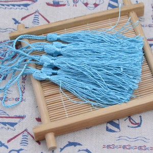 3.0&#39;&#39; blue silk tassels, 50 pcs tassel charms for DIY making