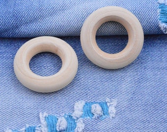 20pcs unfinished wooden circles, round wood ring connector 40mm