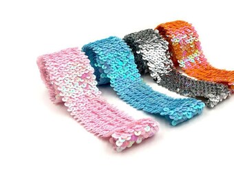 3 yd/10 yds stretch pailletten, 48 mm breed glitter pailletten lint elastische rand naaien ambachtelijke sieraden decoratie