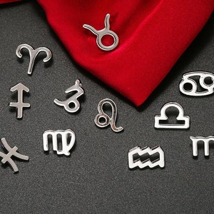 BULK 1 Full set 12 PCS silver plated alloy Zodiac charms, Horoscope Zodiac signs, Birth sign jewelry supply