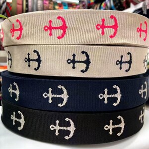 Cinta de jacquard estilo náutico de 5 cm de ancho, cinta tejida con temática de ancla para correas de bolso, asa de bolso, correa de bolso, suministro de correa de guitarra