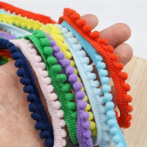 21 cores Mini Pom Pom guarnição por metro, Pom Pom bola franja fita borda acessórios de costura 1 cm de largura