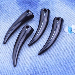 20 pcs sharp teeth, black resin Animal fangs, curved pointed animal teeth, tusk 14x57mm