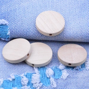 20pcs unfinished wooden discs, flat round wooden beads 24mm