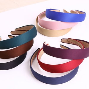 25mm satin headband, 10pcs satin covered plastic headbands, hair band hair hoop, choose your color