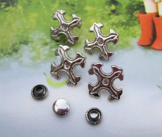50 Studs and Spikes, Metal Studs, Cross Spike Stud, Cross Studs, Silver  Metal Cross Studs, Cross Spike, Jewelry Studs for Decoration 17x18mm 