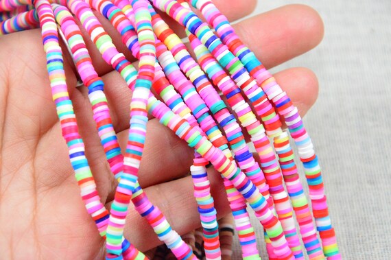 polymer clay beads rainbow disc beads Polymer Clay Beads Rainbow Disc Beads 4mm Rainbow Polymer Clay Disc Beads,  African Soft Heishi Beads