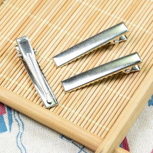 10 pcs/50 pcs flat silver metal hair clips, alligator clips 40x7mm