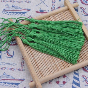 50pcs silk tassels, 3.0&#39;&#39; green silk tassels with 2.0&#39;&#39; cord, DIY tassel Decor