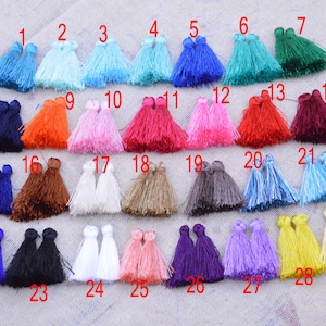 1'' mini tassels, 50pcs wholesale tassels, assorted color silk tassels, silky fringe tassel charms for DIY supply