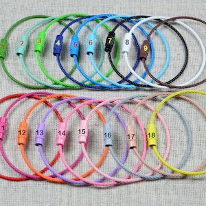 10pcs Assorted color stainless steel circle ring connector, 1.5mm twist wire screw keychain hook, card label holder round ring hanging 50mm