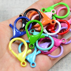 10pcs Assorted color Metal Lobster clasp, large lobster claw clasp keychain clasp, key ring hook, choose your color 23x34mm