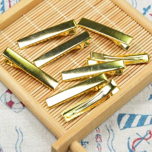 50 pcs flat gold metal clips, jewelry alligator hair clips 41x7mm