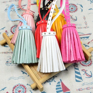 2.3&#39;&#39; large leather tassels with 3.5&#39;&#39; cord hoop, PU leather tassels for keychains jewelry embellishment