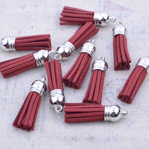 50pcs x 1.5&#39;&#39; mini tassels, Sherry faux suede leather tassel with silver plastic cap, tassels for keychains