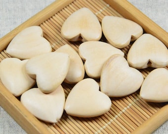 20pcs X 24x25mm Unfinished wooden hearts, Heart shape wooden beads, unpainted wood heart supply