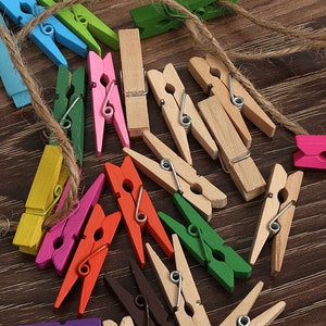 2,5 cm/3,0 cm/3,5 cm/4,5 cm houten pinnen, 20 stuks houten wasknijpers, diverse kleuren houten wasknijpers kaarthouder hangende fotoclips