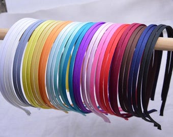 10 pcs satin headbands, Metal headband, Plain headband, Hair hoop, satin covered metal headband, silk covered headband, hard headband 5mm