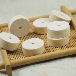 10 pcs Unpainted thick wooden disc, flat round wooden beads, Natural wood circles 25mm