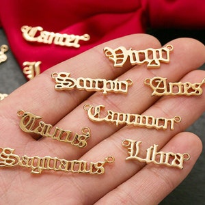 1 SET 12 PCS Gold plated Alloy Zodiac sign charms, Astrology zodiac charms, Birth sign jewelry crafts